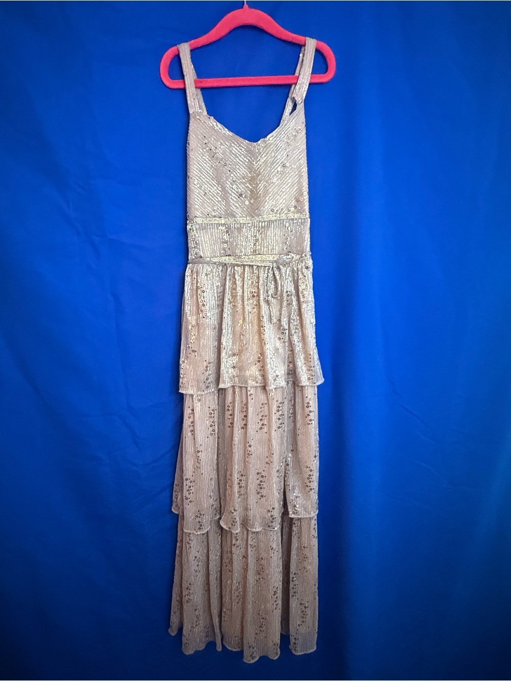 Girls Speechless Gold Sequin Tiered Maxi Dress